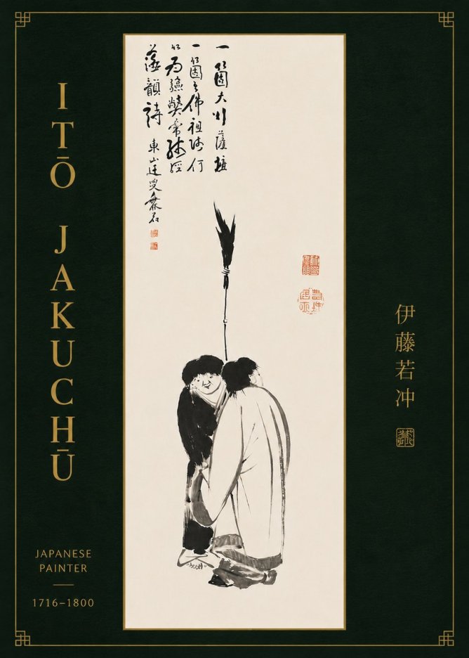Itō Jakuchū Two Figures Holding a Staff No8 - Poster
