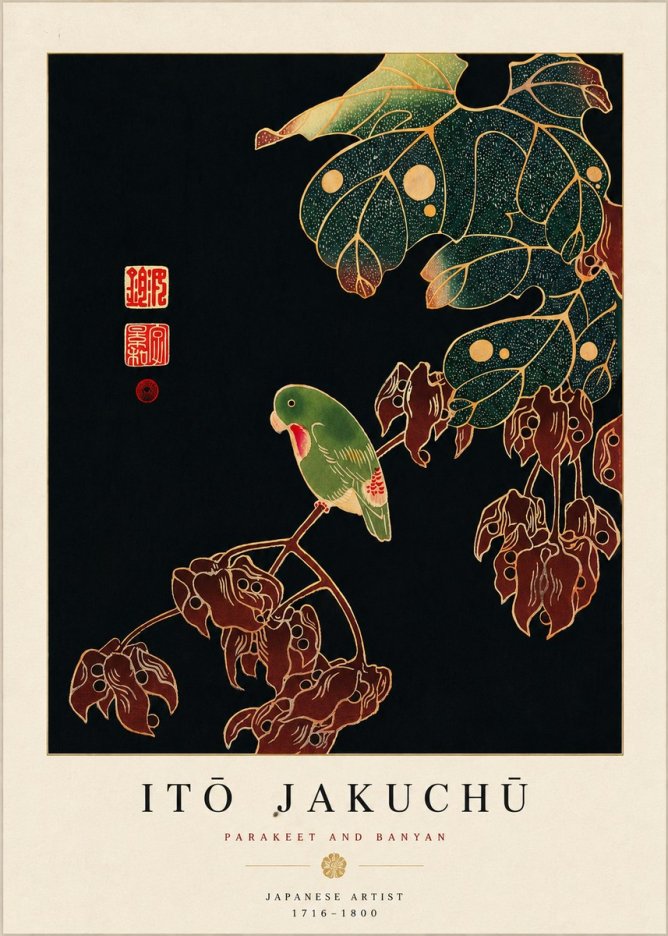 Itō Jakuchū Parakeet and Banyan No5 - Poster