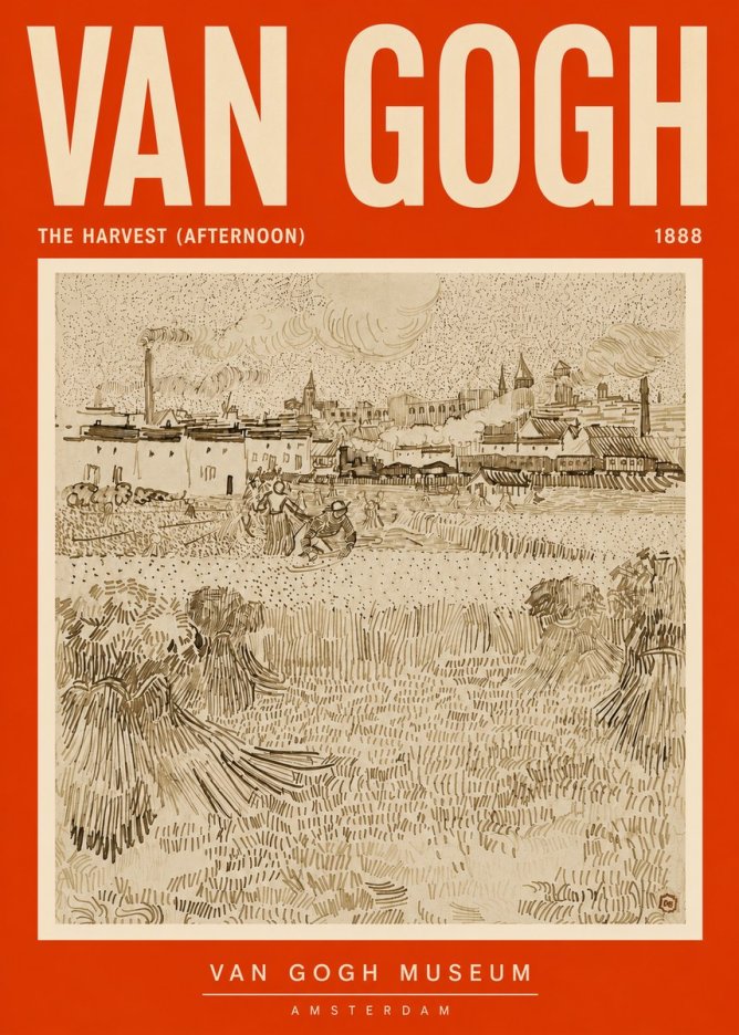 Van Gogh The Harvest (Afternoon) No5 - Poster