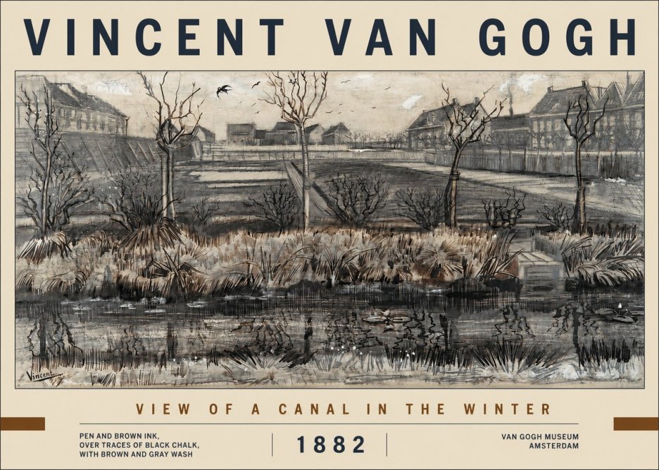Van Gogh View of a Canal in the Winter No2 - Poster