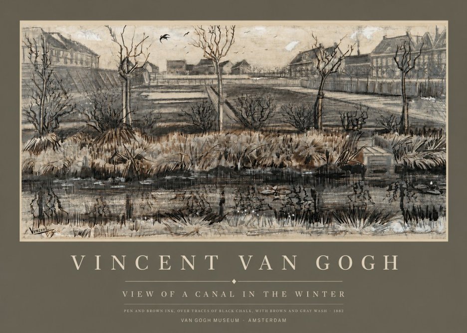 Van Gogh View of a Canal in the Winter No3 - Poster