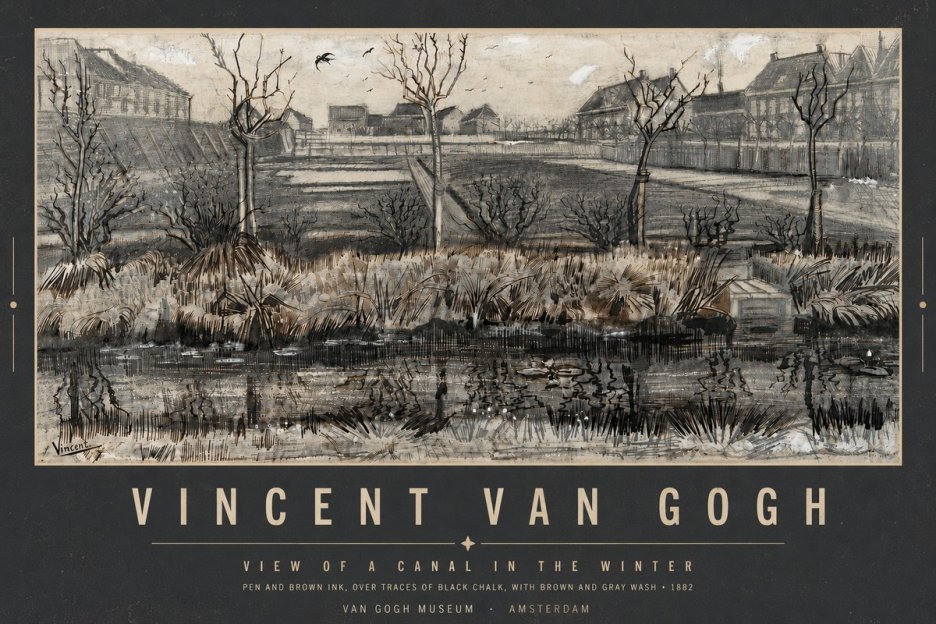 Van Gogh View of a Canal in the Winter No5 - Poster