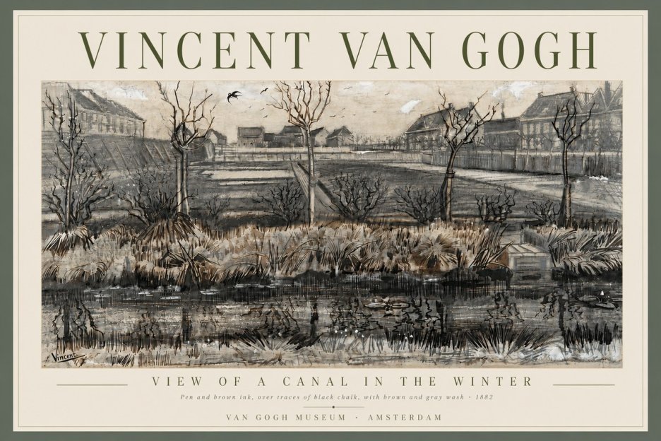 Van Gogh View of a Canal in the Winter No6 - Poster