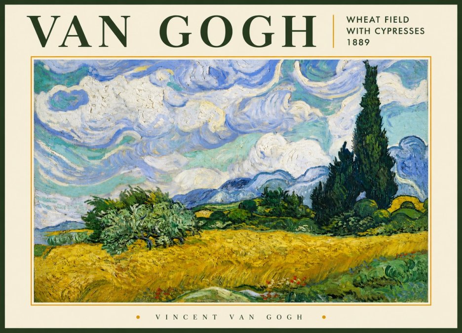 Van Gogh Wheat Field with Cypresses, 1889 No5 - Poster