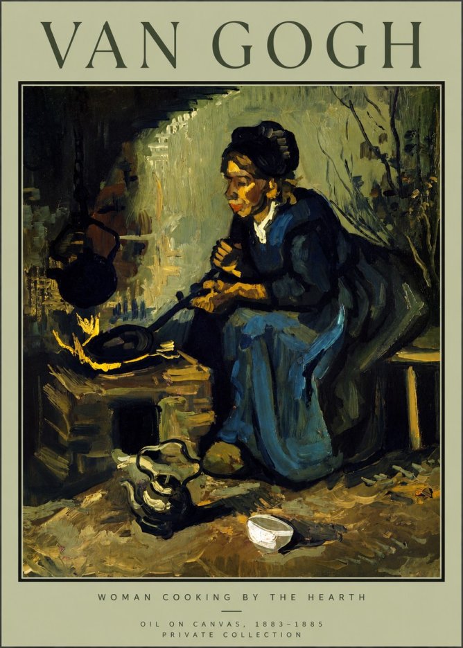 Van Gogh Woman Cooking by the Hearth No2 - Poster