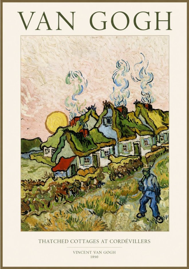 Van Gogh Cottages with Thatched Roofs No2 - Poster