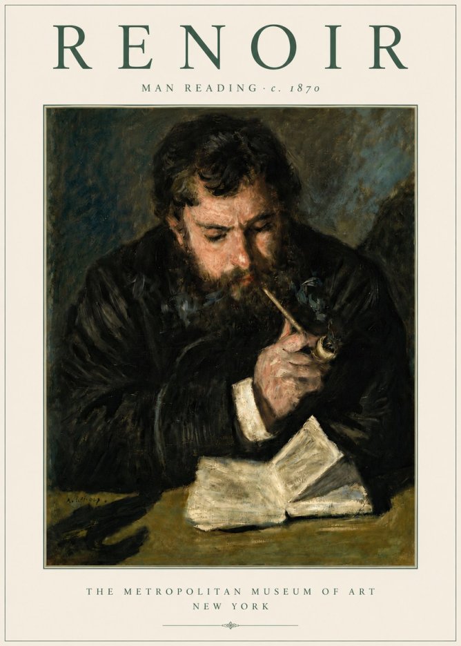 Renoir Man Reading No4 - Poster