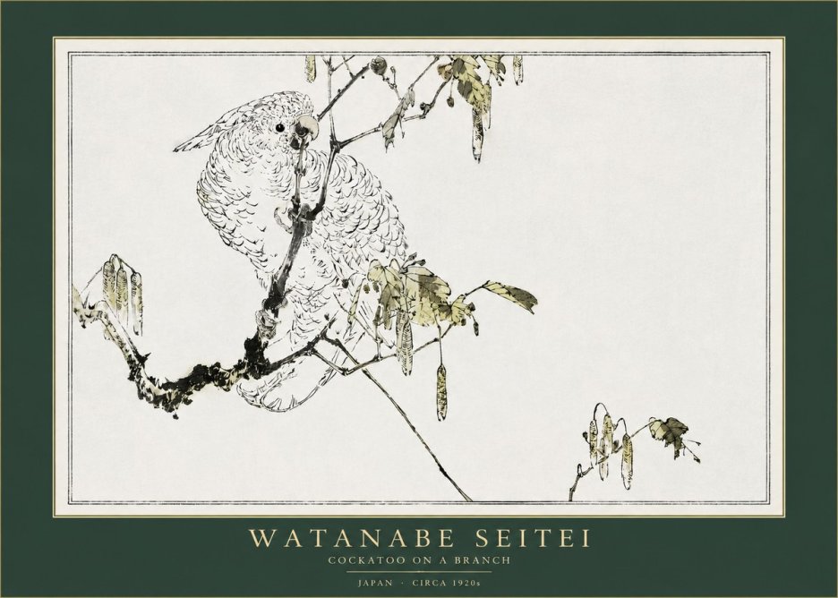 Watanabe Seitei Cockatoo on a Branch No2 - Poster