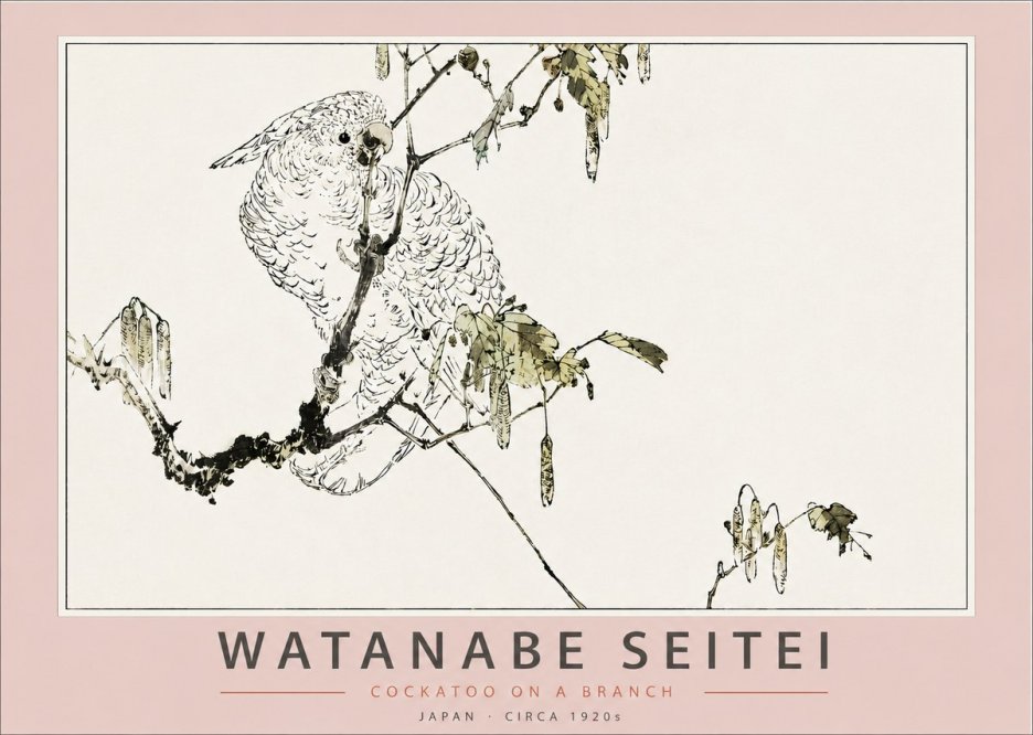 Watanabe Seitei Cockatoo on a Branch No3 - Poster