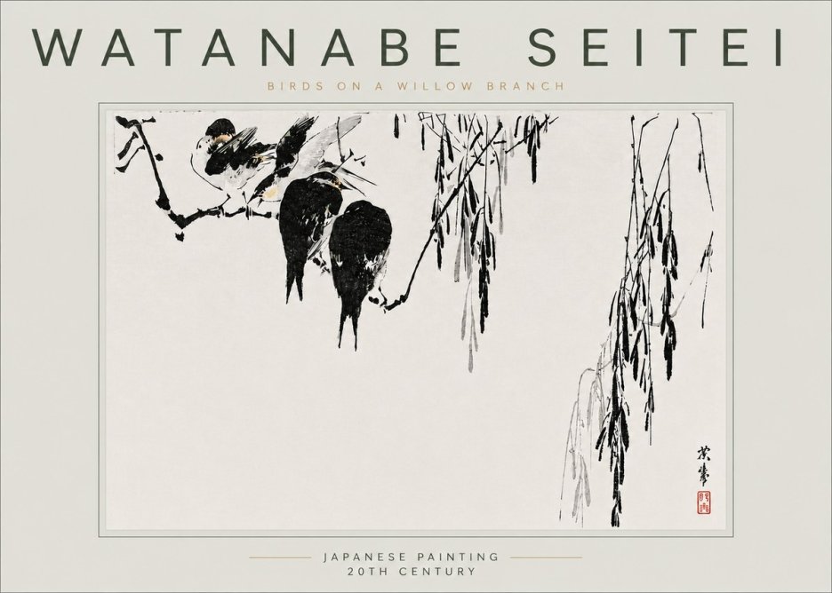 Watanabe Seitei Birds on a Willow Branch No6 - Poster