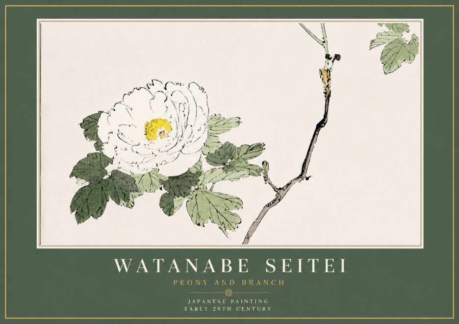 Watanabe Seitei Peony and Branch No4 - Poster