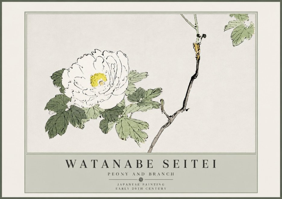 Watanabe Seitei Peony and Branch No5 - Poster