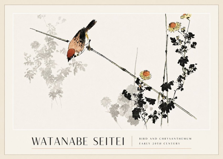 Watanabe Seitei Bird and Chrysanthemum No3 - Poster