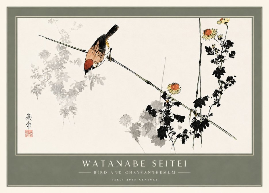 Watanabe Seitei Bird and Chrysanthemum No6 - Poster
