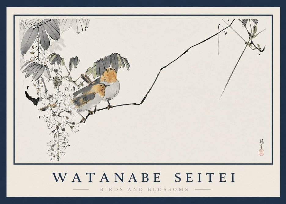 Watanabe Seitei Birds and Blossoms No3 - Poster