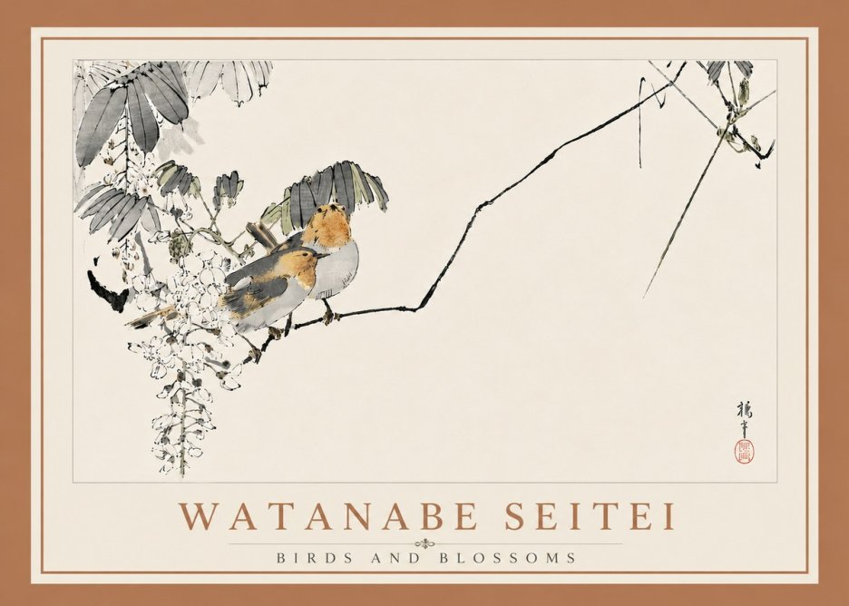 Watanabe Seitei Birds and Blossoms No6 - Poster