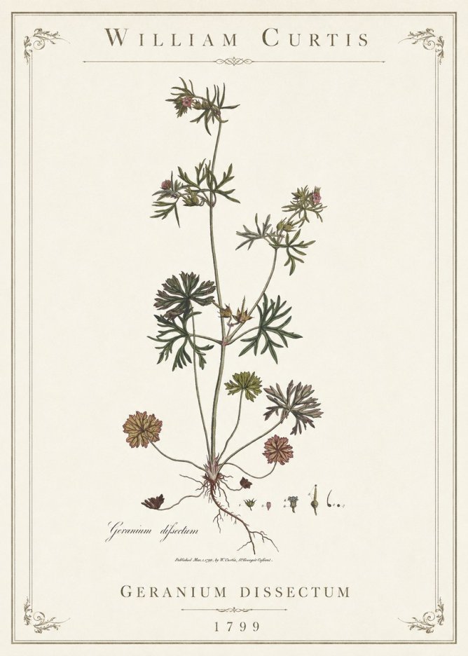 William Curtis Geranium Dissectum I No1 - Poster