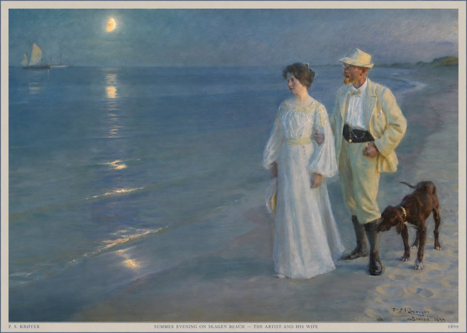 P.S. Krøyer Summer Evening on Skagen Beach — the Artist and His Wife No5 - Poster