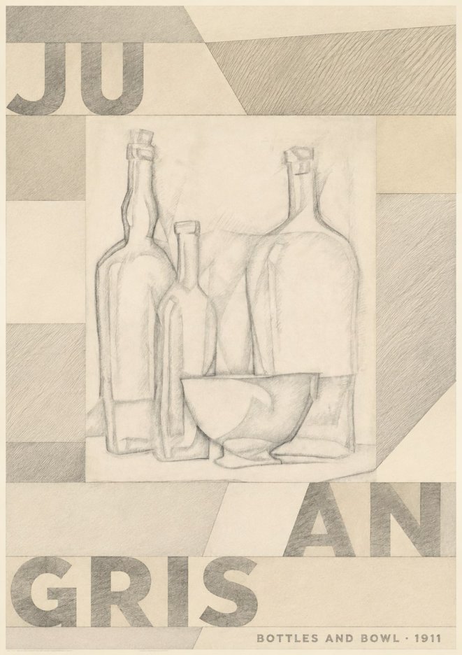 Juan Gris Bottles and Bowl No4 - Poster