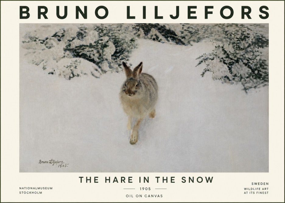 Bruno Liljefors The Hare in the Snow No5 - Poster