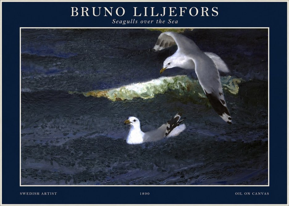 Bruno Liljefors Seagulls over the Sea No1 - Poster