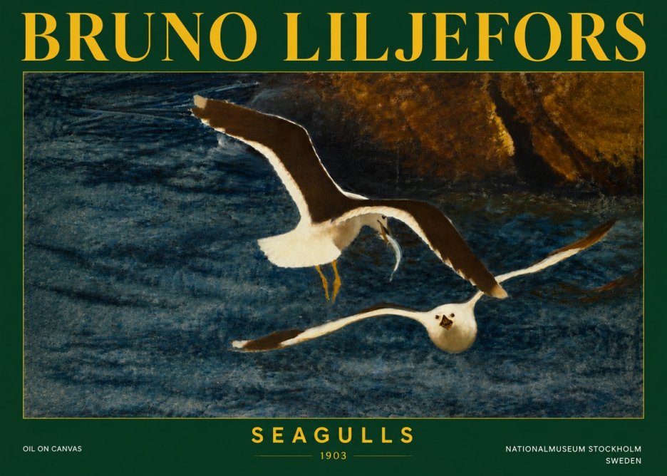 Bruno Liljefors Seagulls No5 - Poster
