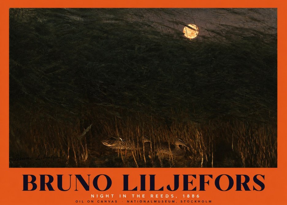Bruno Liljefors Night in the Reeds No2 - Poster