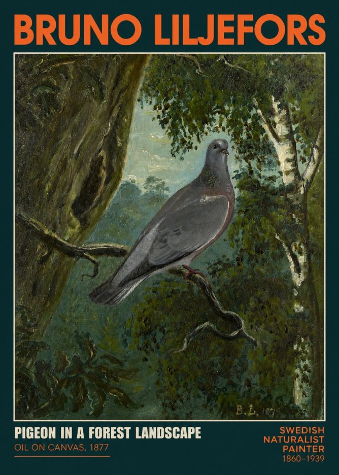 Bruno Liljefors Pigeon in a Forest Landscape No2 - Poster