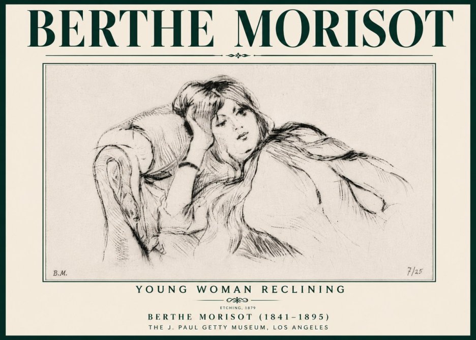 Berthe Morisot Young Woman Reclining I No6 - Poster