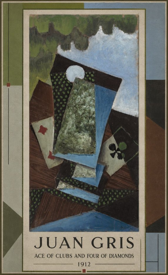 Juan Gris Ace of Clubs and Four of Diamonds No1 - Poster