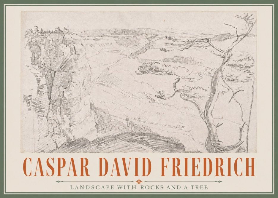 Caspar David Friedrich Landscape with Rocks and a Tree No3 - Poster