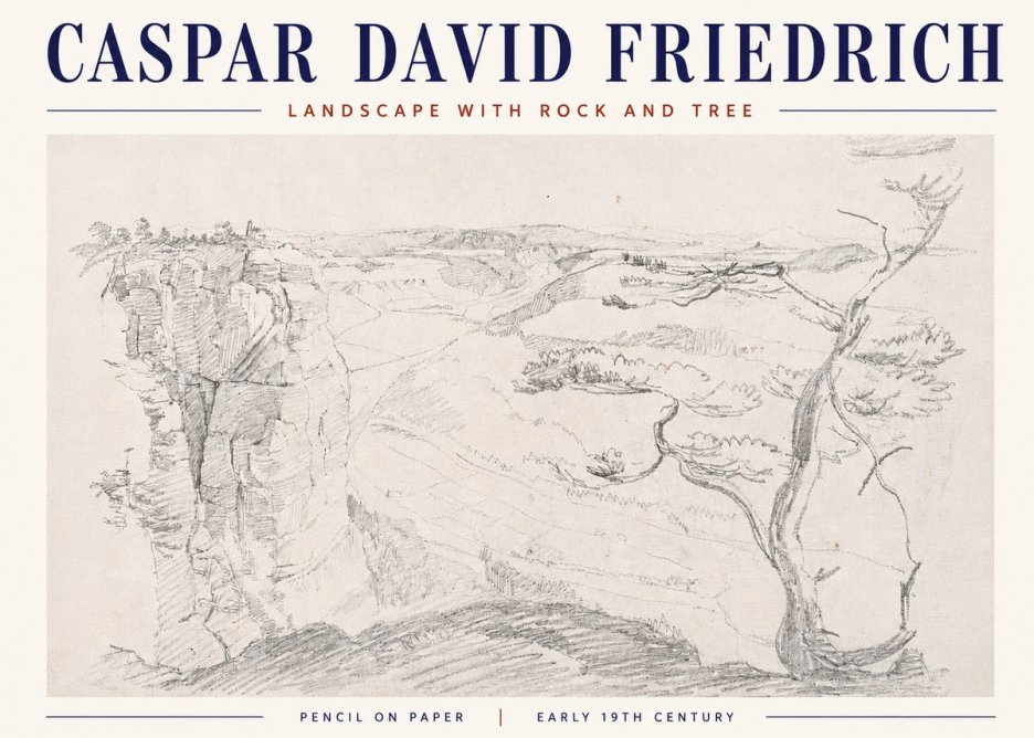 Caspar David Friedrich Landscape with Rocks and a Tree No6 - Poster