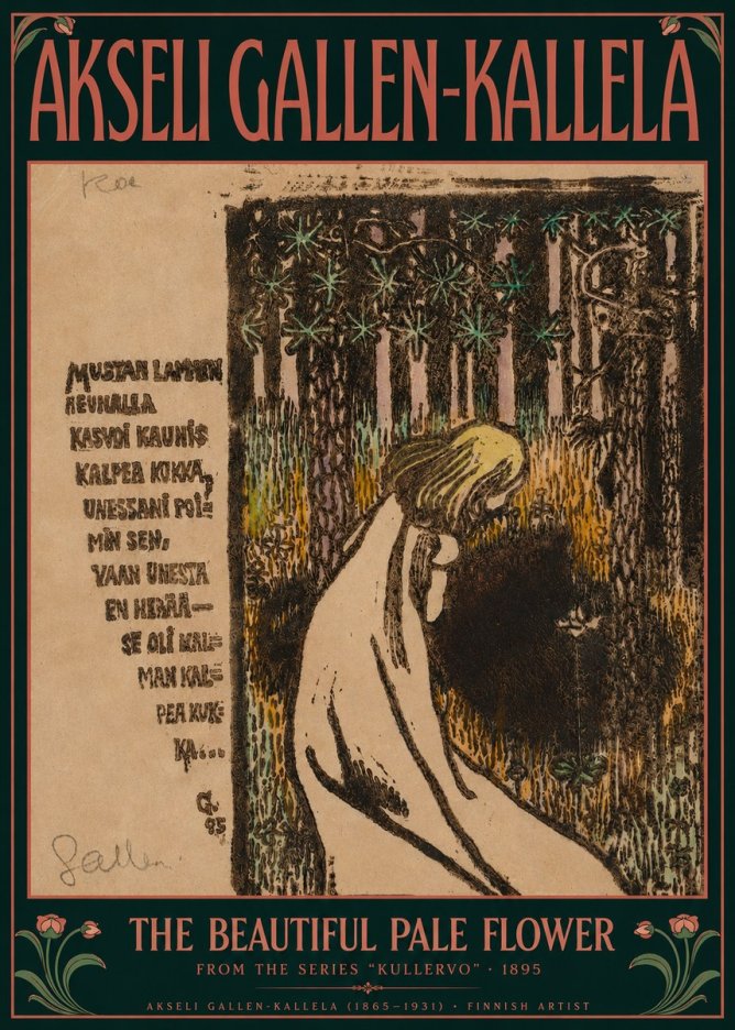 Akseli Gallen-Kallela The Beautiful Pale Flower No2 - Poster