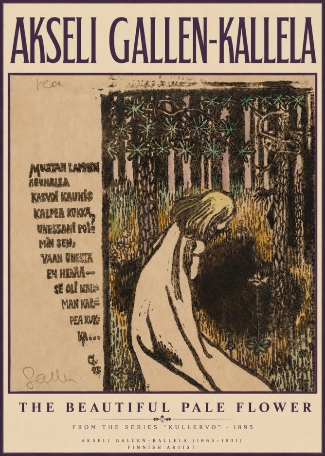 Akseli Gallen-Kallela The Beautiful Pale Flower No3 - Poster