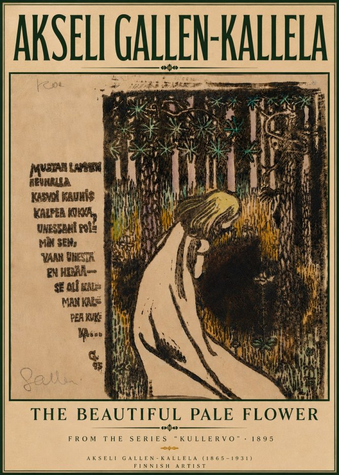 Akseli Gallen-Kallela The Beautiful Pale Flower No6 - Poster