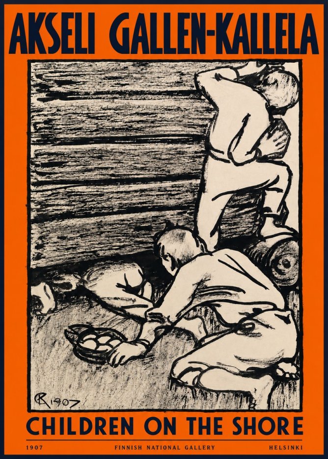 Akseli Gallen-Kallela Children on the Shore No2 - Poster