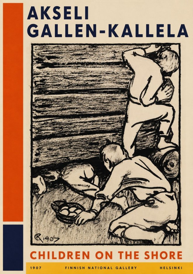 Akseli Gallen-Kallela Children on the Shore No4 - Poster