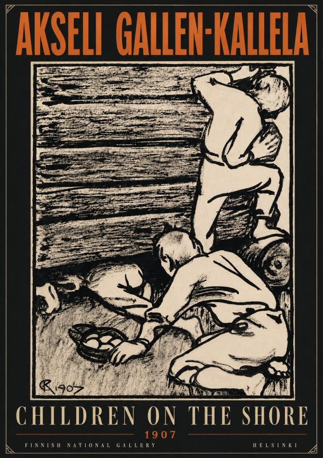 Akseli Gallen-Kallela Children on the Shore No6 - Poster