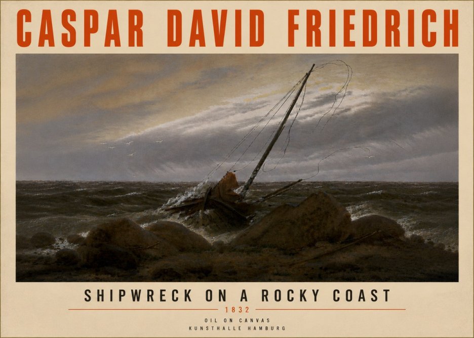 Caspar David Friedrich Shipwreck on a Rocky Coast No5 - Poster