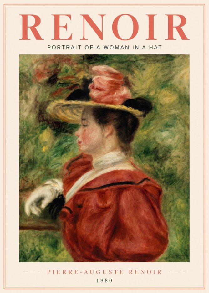 Renoir Portrait of a Woman in a Hat No6 - Poster