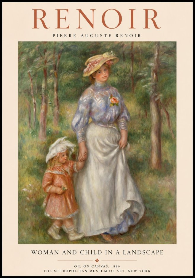 Renoir Woman and Child in a Landscape I No1 - Poster