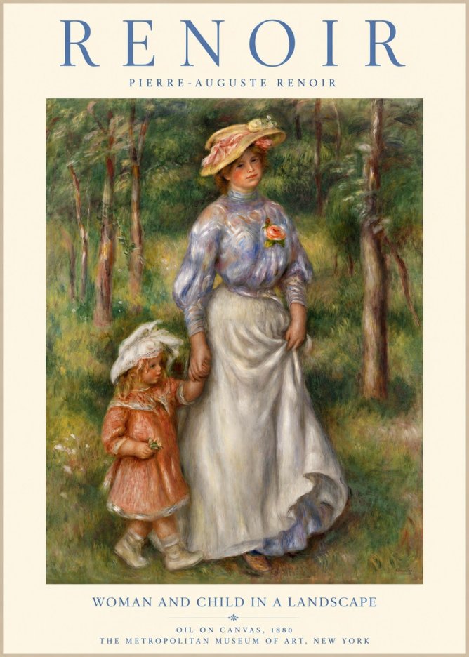 Renoir Woman and Child in a Landscape I No3 - Poster