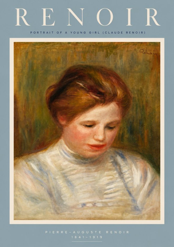 Renoir Portrait of a Young Girl (Claude Renoir) No2 - Poster