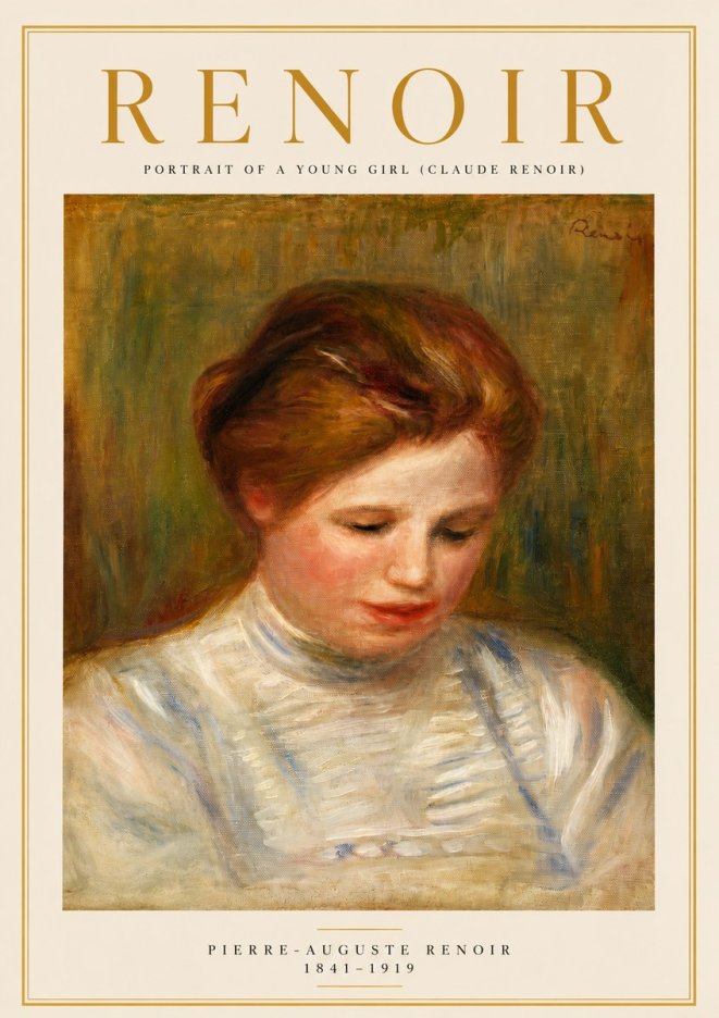 Renoir Portrait of a Young Girl (Claude Renoir) No3 - Poster