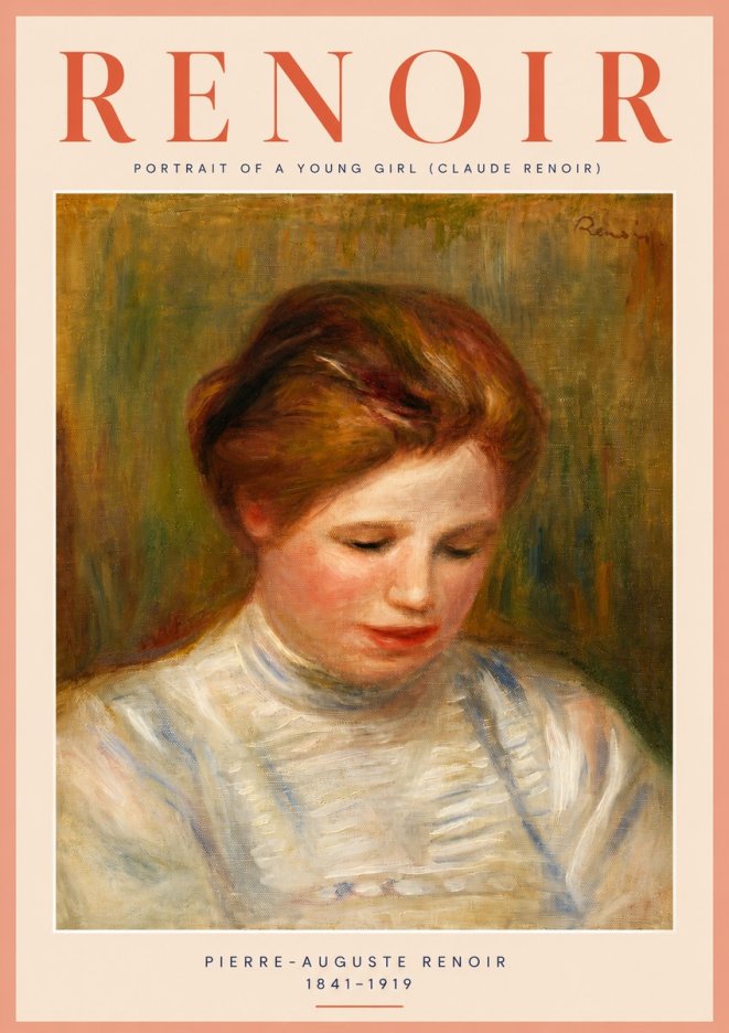 Renoir Portrait of a Young Girl (Claude Renoir) No4 - Poster