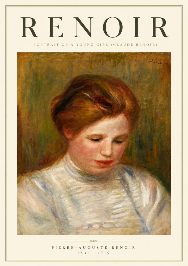 Renoir Portrait of a Young Girl (Claude Renoir) No5 - Poster