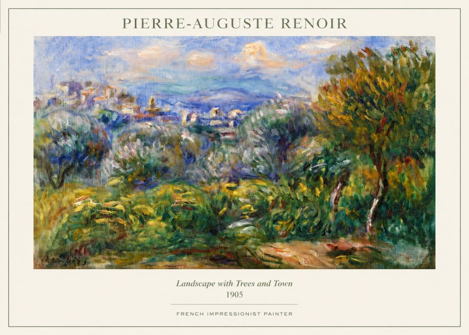 Renoir Landscape with Trees and Town No3 - Poster