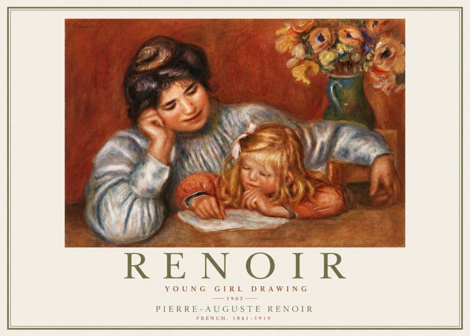 Renoir Young Girl Drawing No5 - Poster
