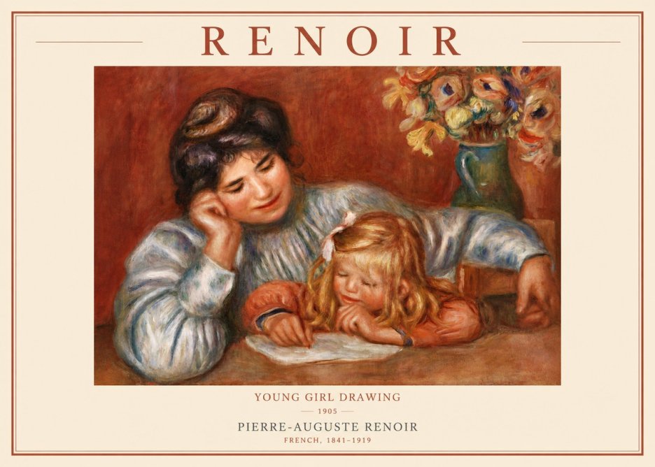 Renoir Young Girl Drawing No6 - Poster