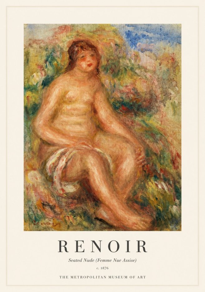 Renoir Seated Nude (Femme Nue Assise) No1 - Poster